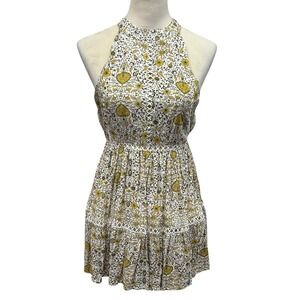 Abel‎ the Label Floral Halter Mini Dress XS Open Back Boho Festival Vacation